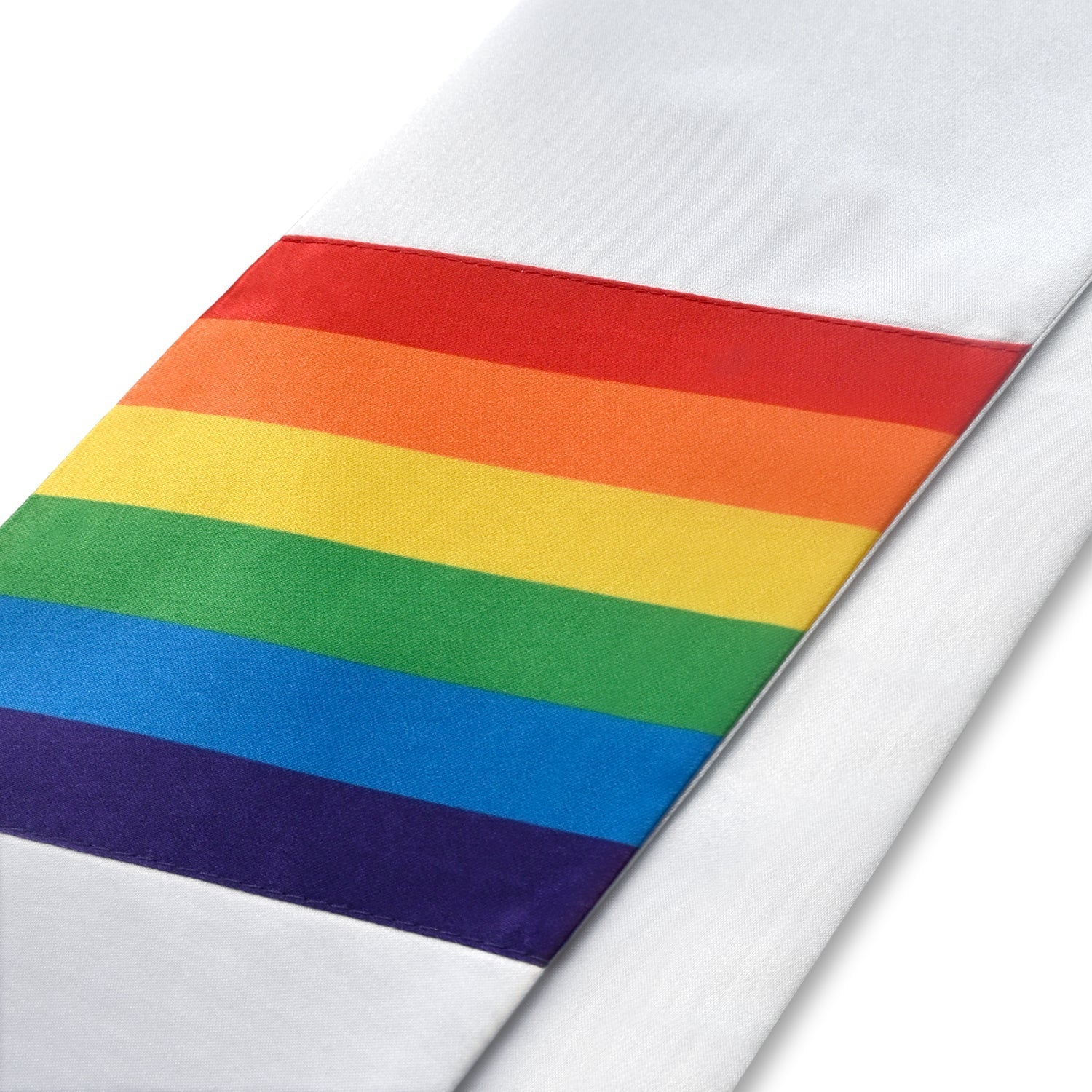 White Rainbow LGBTQ+ Gay Pride Graduation Stole by Wholesale Grad Supply