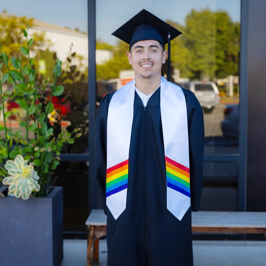 White Rainbow LGBTQ+ Gay Pride Graduation Stole by Wholesale Grad Supply