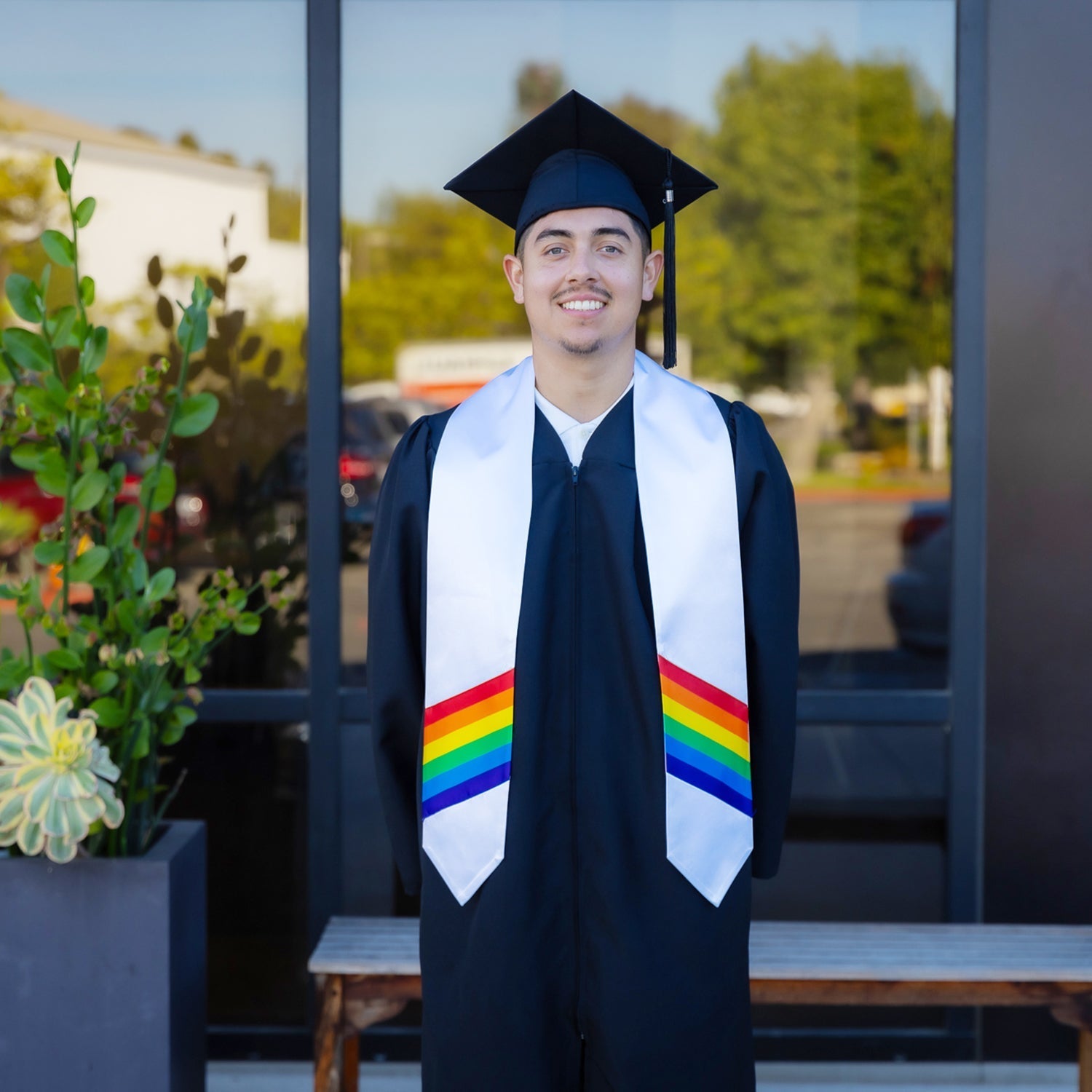 White Rainbow LGBTQ+ Gay Pride Graduation Stole by Wholesale Grad Supply