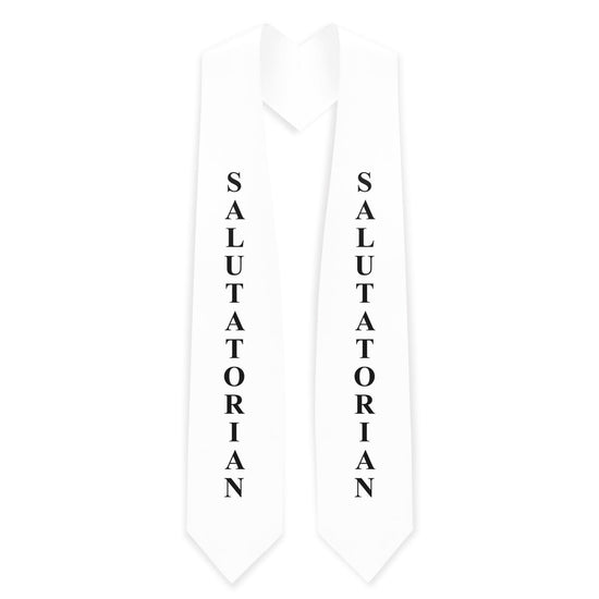 White Salutatorian Graduation Stole/Sash with Classic Tips by Wholesale Grad Supply