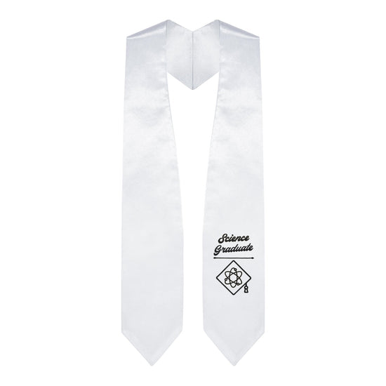 White Science Graduate Stole/Sash with Classic Tips by Wholesale Grad Supply