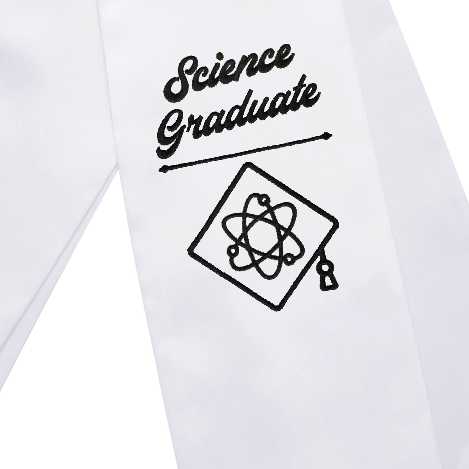 White Science Graduate Stole/Sash with Classic Tips by Wholesale Grad Supply