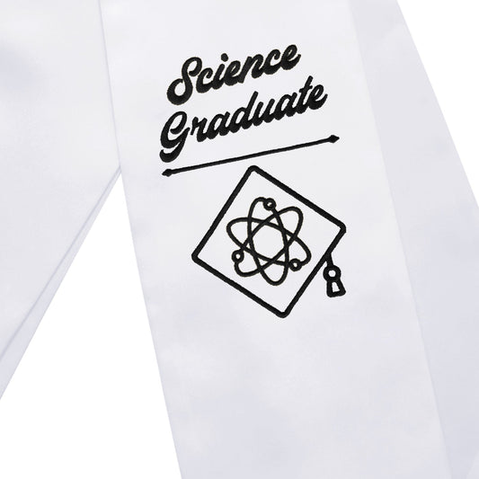 White Science Graduate Stole/Sash with Classic Tips by Wholesale Grad Supply