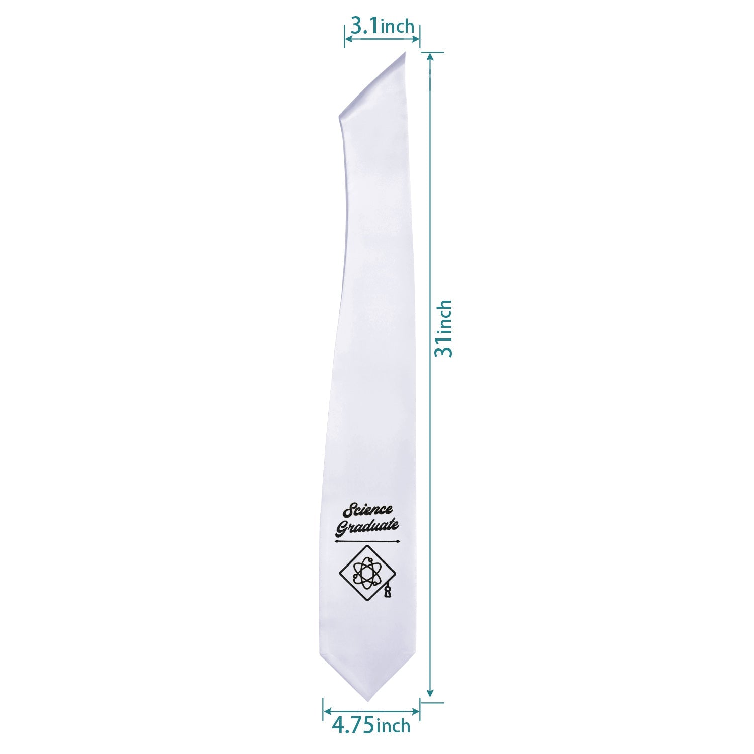 White Science Graduate Stole/Sash with Classic Tips by Wholesale Grad Supply
