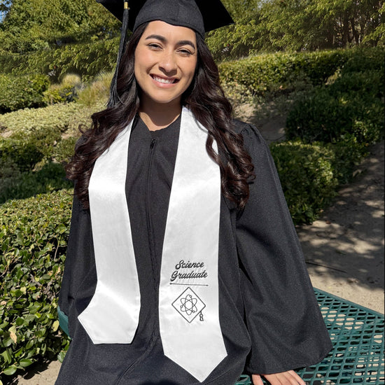 White Science Graduate Stole/Sash with Classic Tips by Wholesale Grad Supply