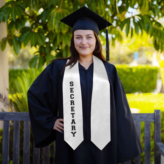 White Secretary Graduation Stole by Wholesale Grad Supply