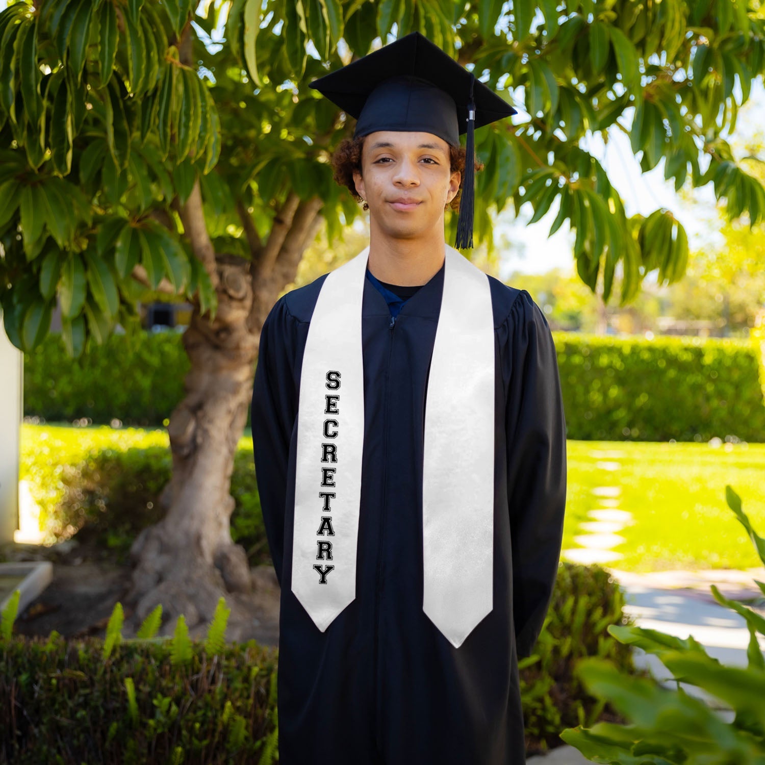 White Secretary Graduation Stole by Wholesale Grad Supply