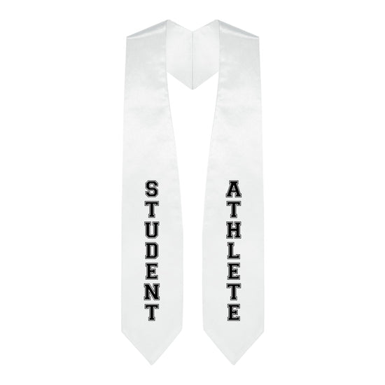 White Student Athlete Graduate Stole/Sash with Classic Tips by Wholesale Grad Supply