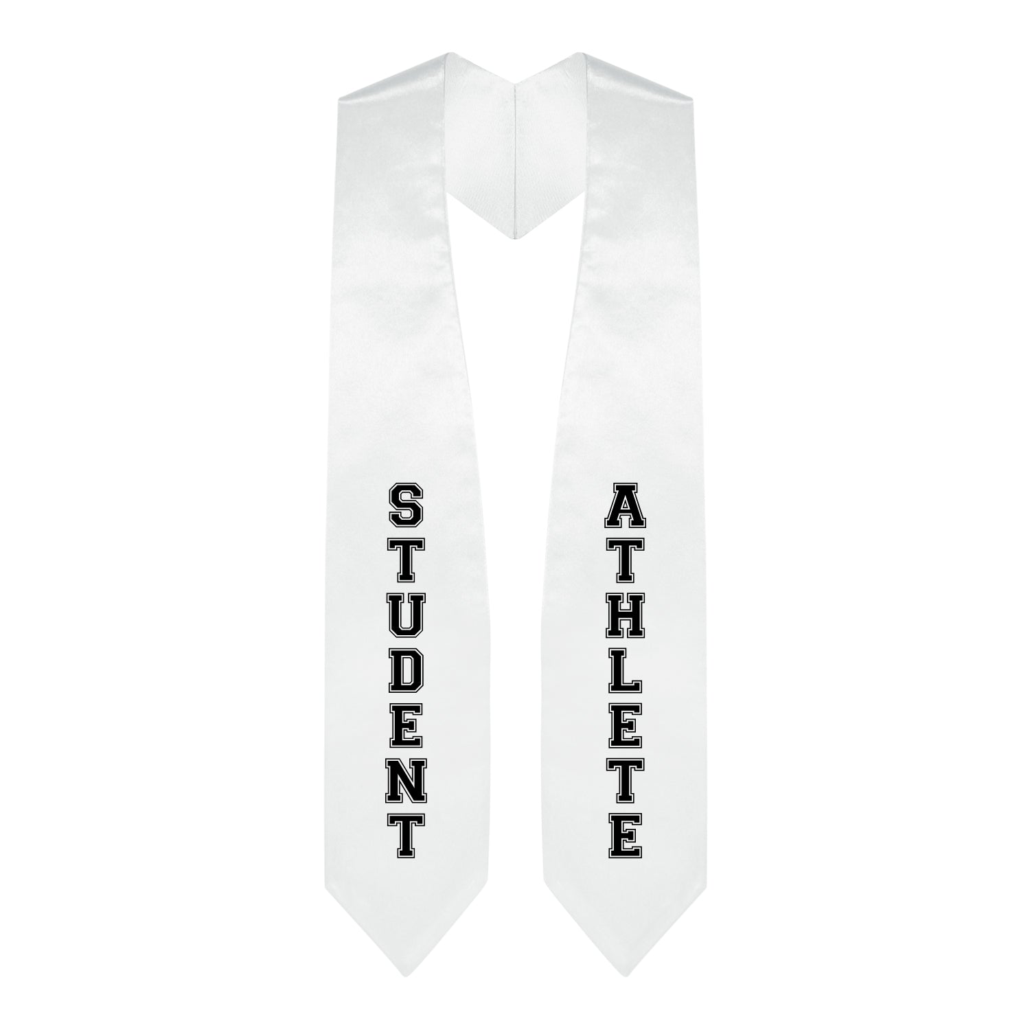 White Student Athlete Graduate Stole/Sash with Classic Tips by Wholesale Grad Supply