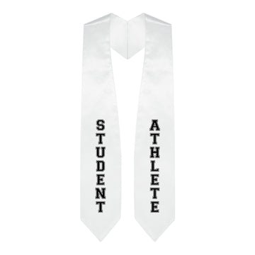 White Student Athlete Graduate Stole/Sash with Classic Tips by Wholesale Grad Supply