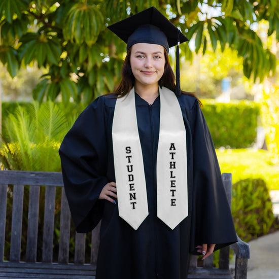 White Student Athlete Graduate Stole/Sash with Classic Tips by Wholesale Grad Supply