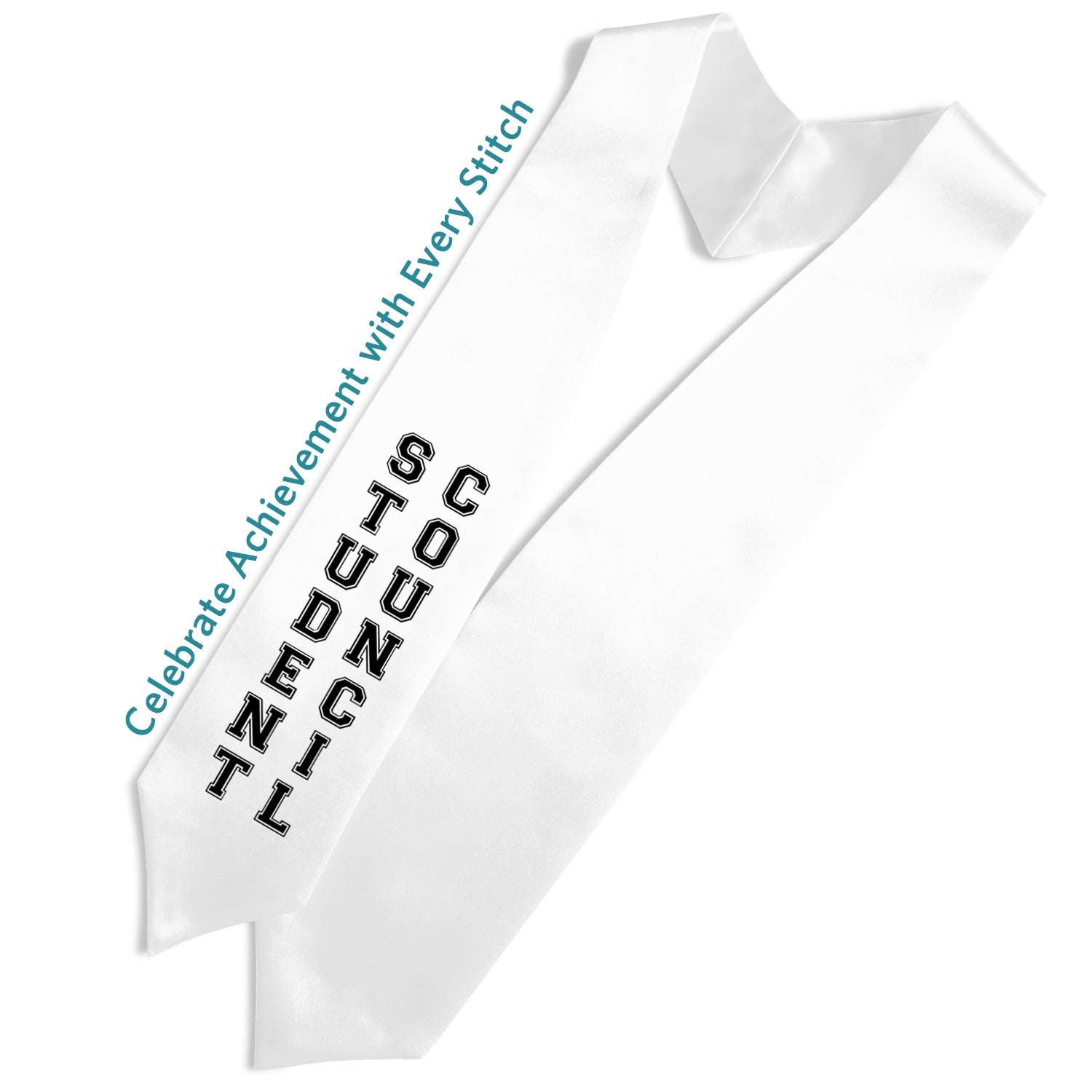 White Student Council Graduation Stole by Wholesale Grad Supply
