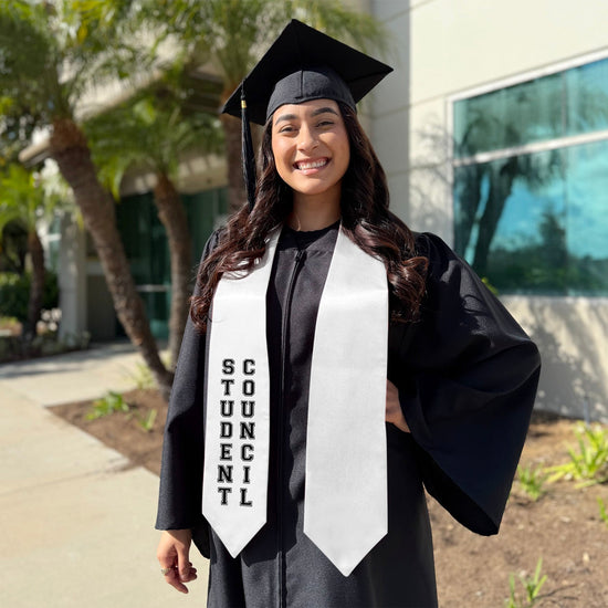White Student Council Graduation Stole by Wholesale Grad Supply