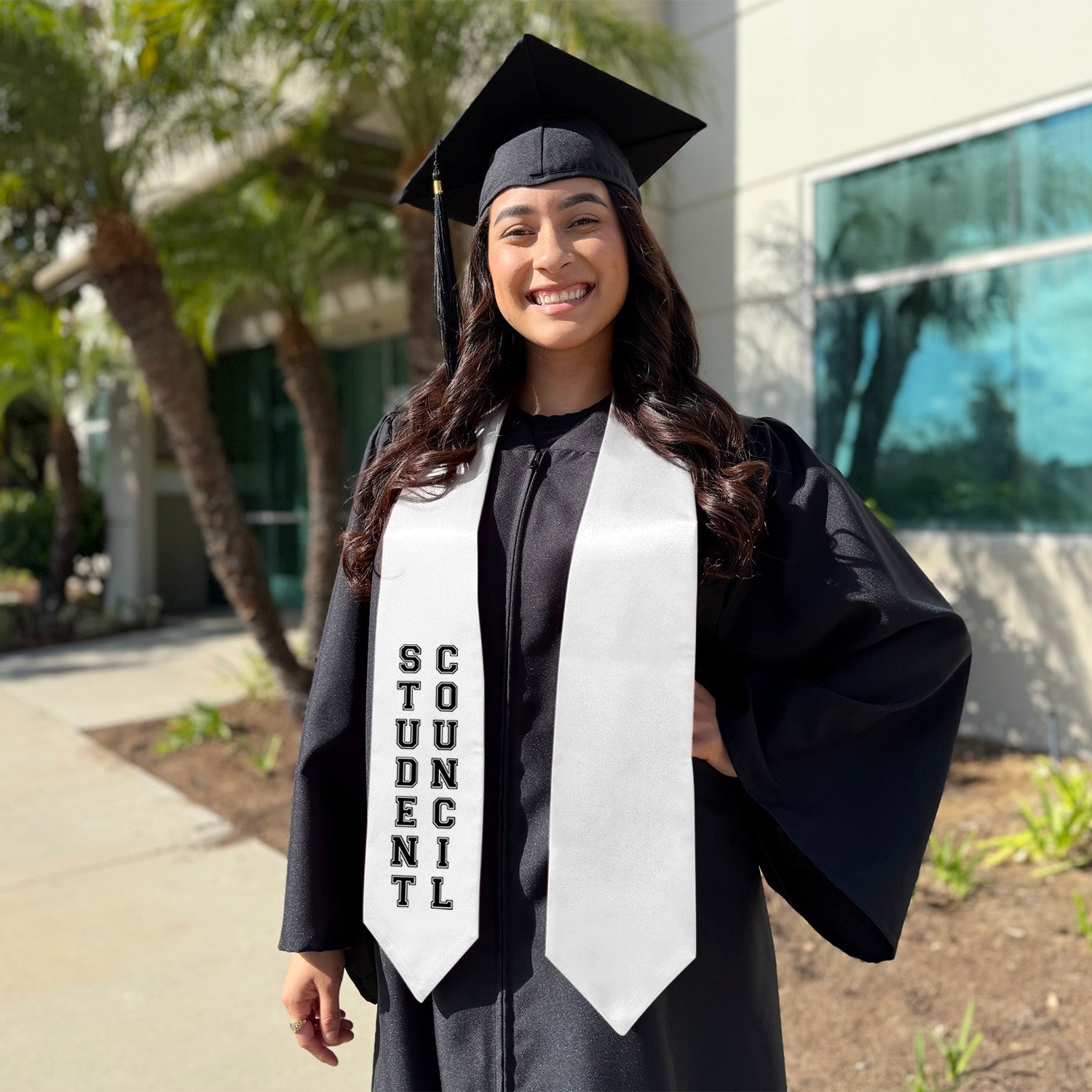 White Student Council Graduation Stole by Wholesale Grad Supply