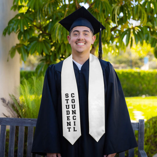 White Student Council Graduation Stole by Wholesale Grad Supply