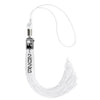 White Tassel with Photo Frame Charm and Stacked Date Drop by Wholesale Grad Supply