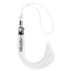 White Tassel with Photo Frame Charm and Stacked Date Drop by Wholesale Grad Supply