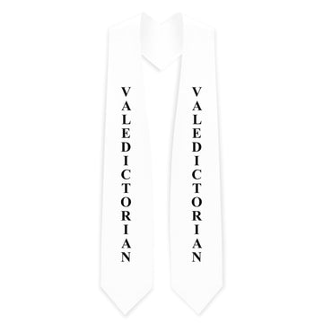 White Valedictorian Graduation Stole/Sash with Classic Tips by Wholesale Grad Supply