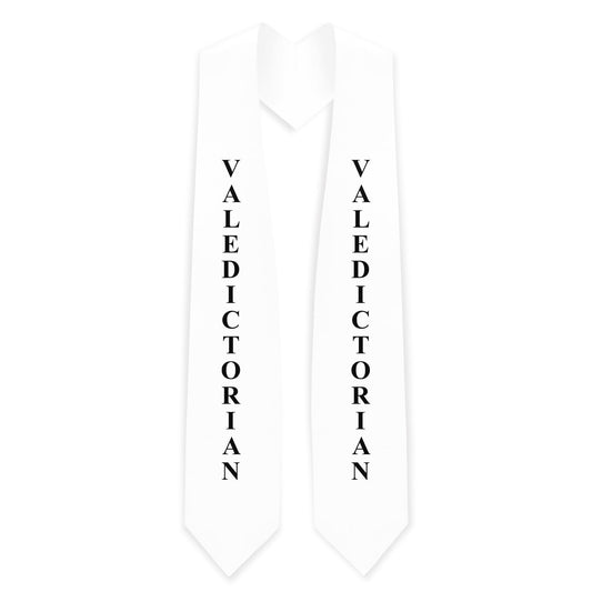 White Valedictorian Graduation Stole/Sash with Classic Tips by Wholesale Grad Supply