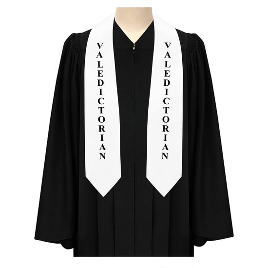White Valedictorian Graduation Stole/Sash with Classic Tips by Wholesale Grad Supply