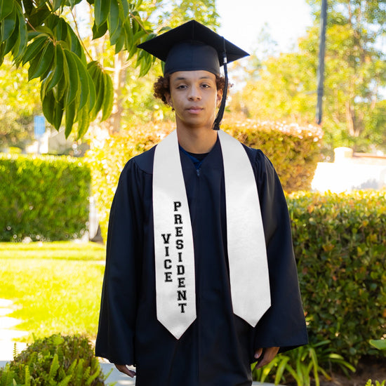 White Vice President Graduation Stole by Wholesale Grad Supply