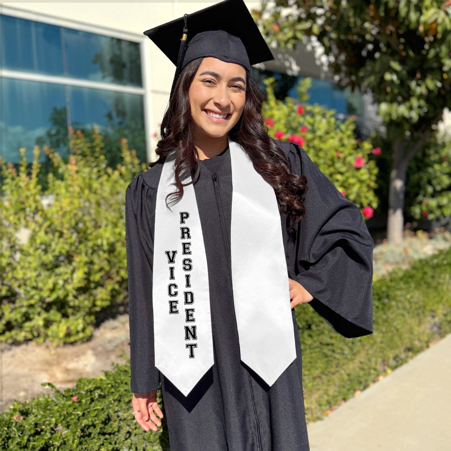 White Vice President Graduation Stole by Wholesale Grad Supply
