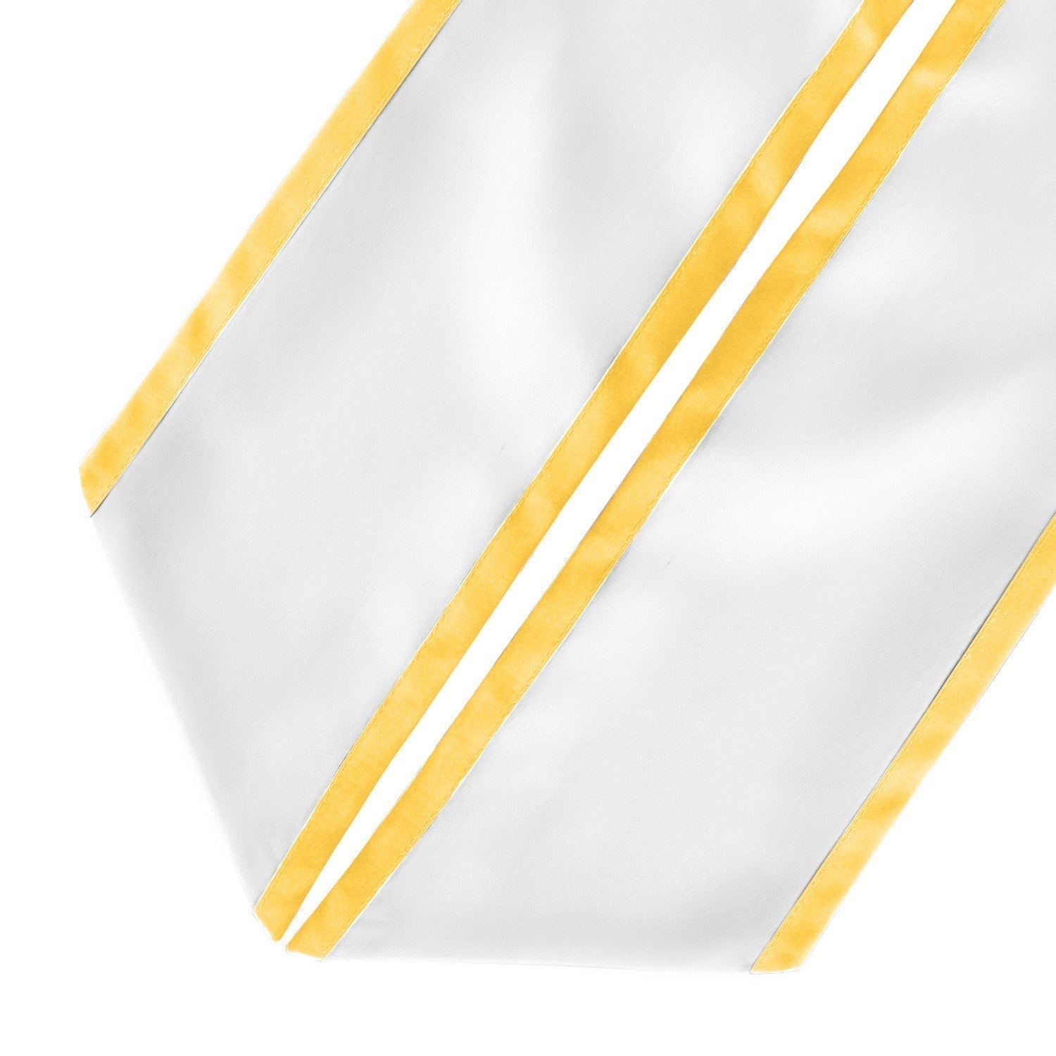 White/Gold Plain Graduation Stole with Trim Color & Angled End by Wholesale Grad Supply