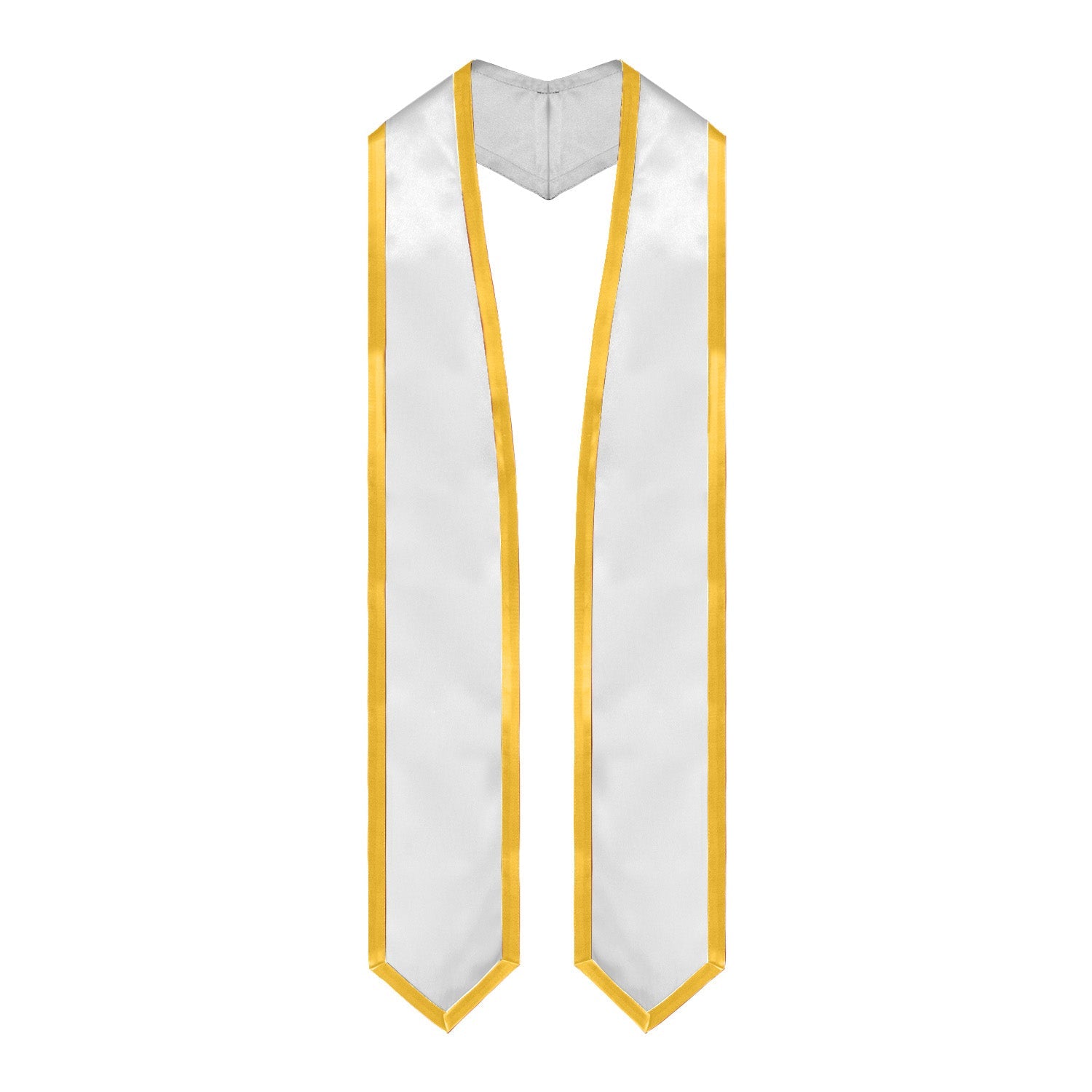 White/Gold Plain Graduation Stole with Trim Color & Classic End by Wholesale Grad Supply