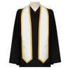 White/Gold Plain Graduation Stole with Trim Color & Classic End by Wholesale Grad Supply