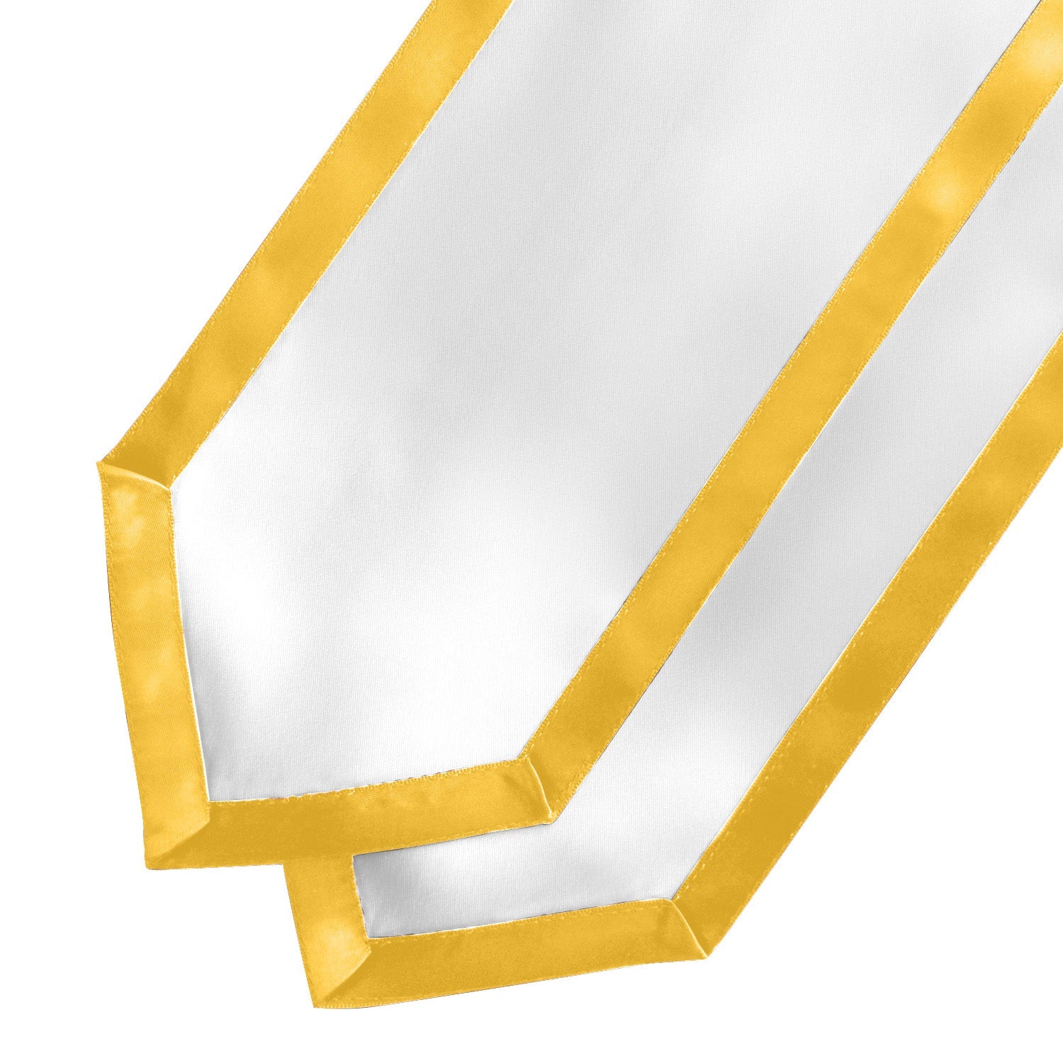 White/Gold Plain Graduation Stole with Trim Color & Classic End by Wholesale Grad Supply