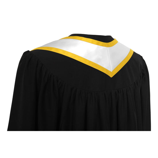 White/Gold Plain Graduation Stole with Trim Color & Classic End by Wholesale Grad Supply