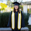 White/Gold Plain Graduation Stole with Trim Color & Classic End by Wholesale Grad Supply