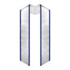 White/Navy Blue Plain Graduation Stole with Trim Color & Angled End by Wholesale Grad Supply