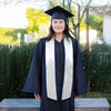 White/Navy Blue Plain Graduation Stole with Trim Color & Angled End by Wholesale Grad Supply