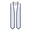 White/Navy Blue Plain Graduation Stole with Trim Color & Classic End by Wholesale Grad Supply