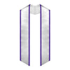 White/Purple Plain Graduation Stole with Trim Color & Angled End by Wholesale Grad Supply