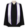 White/Purple Plain Graduation Stole with Trim Color & Angled End by Wholesale Grad Supply
