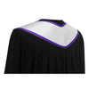 White/Purple Plain Graduation Stole with Trim Color & Angled End by Wholesale Grad Supply