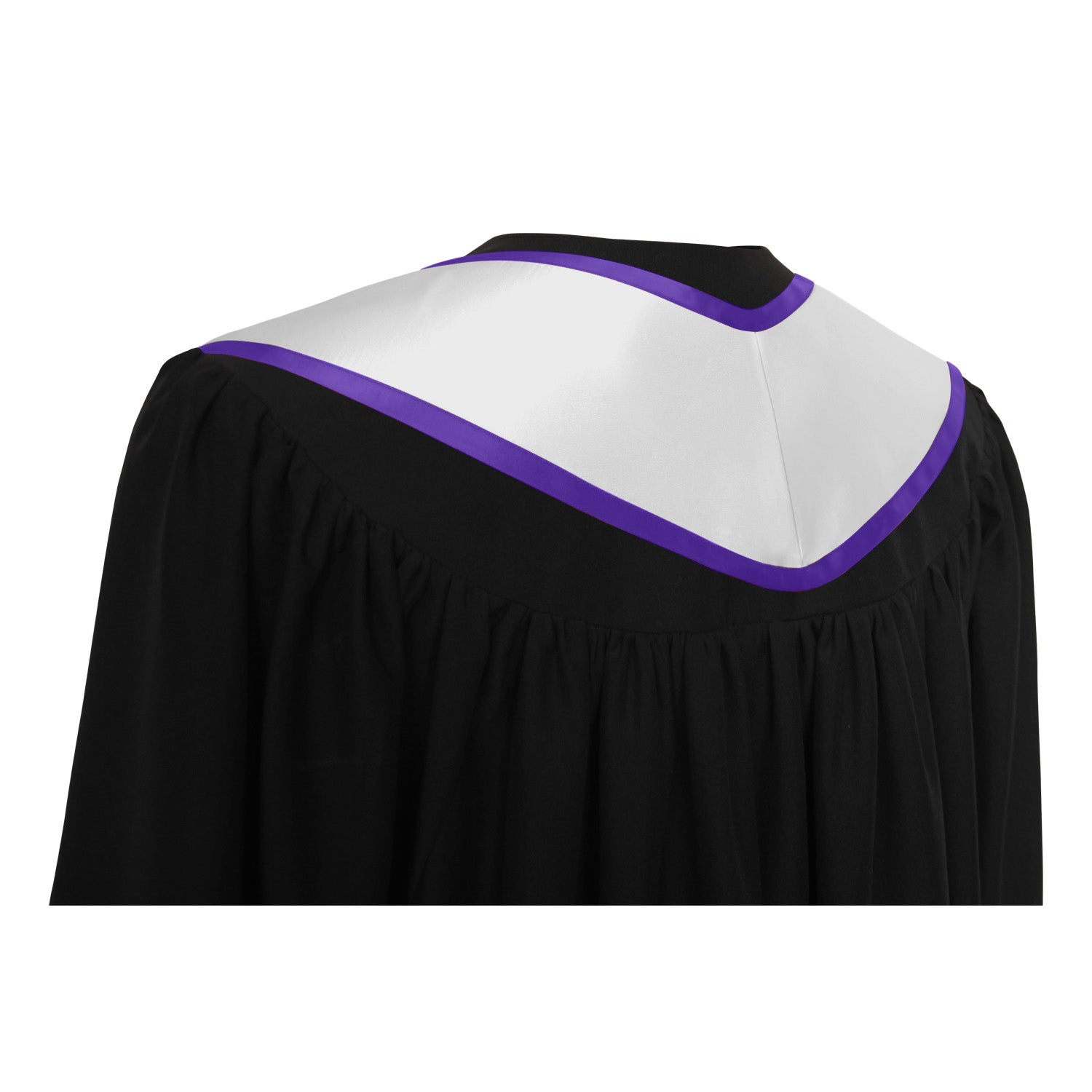 White/Purple Plain Graduation Stole with Trim Color & Angled End by Wholesale Grad Supply