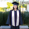 White/Purple Plain Graduation Stole with Trim Color & Angled End by Wholesale Grad Supply