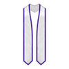 White/Purple Plain Graduation Stole with Trim Color & Classic End by Wholesale Grad Supply
