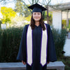 White/Purple Plain Graduation Stole with Trim Color & Classic End by Wholesale Grad Supply