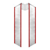White/Red Plain Graduation Stole with Trim Color & Angled End by Wholesale Grad Supply