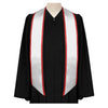 White/Red Plain Graduation Stole with Trim Color & Angled End by Wholesale Grad Supply