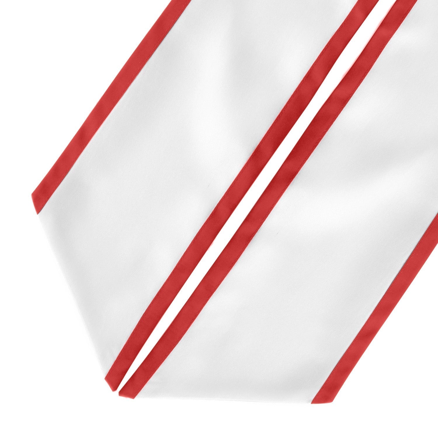 White/Red Plain Graduation Stole with Trim Color & Angled End by Wholesale Grad Supply