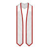 White/Red Plain Graduation Stole with Trim Color & Classic End by Wholesale Grad Supply
