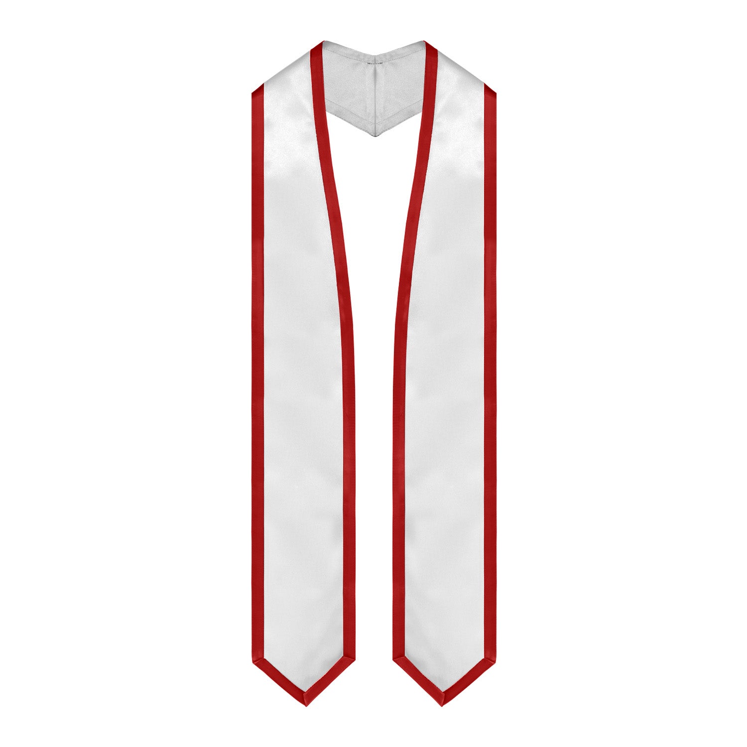 White/Red Plain Graduation Stole with Trim Color & Classic End by Wholesale Grad Supply