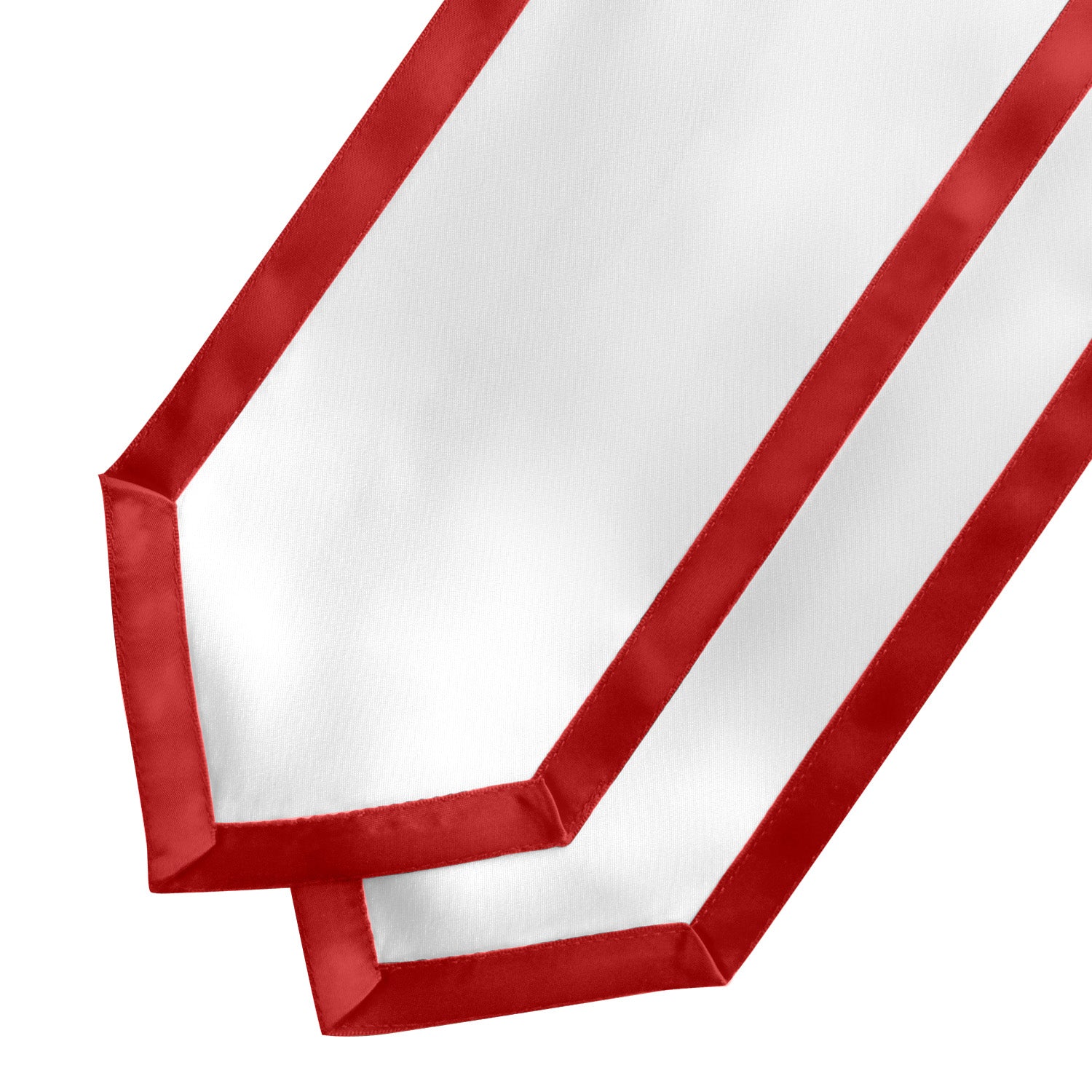 White/Red Plain Graduation Stole with Trim Color & Classic End by Wholesale Grad Supply