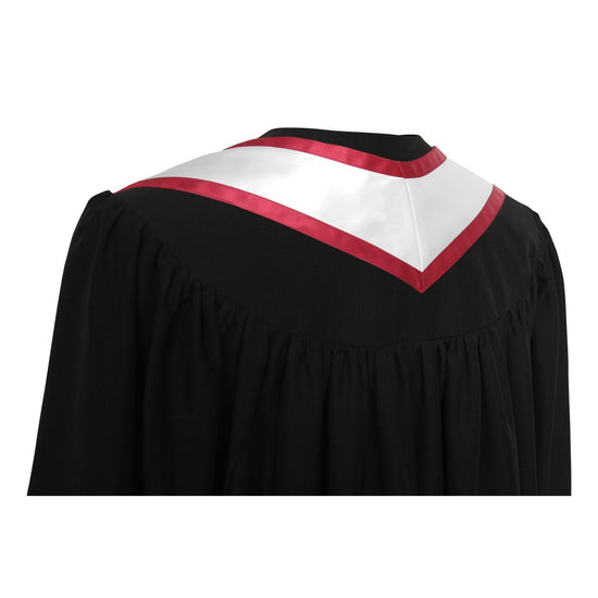 White/Red Plain Graduation Stole with Trim Color & Classic End by Wholesale Grad Supply