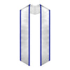 White/Royal Blue Plain Graduation Stole with Trim Color & Angled End by Wholesale Grad Supply